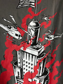 CAMISETA CHRONIC -PREDIO PEGANDO FOGO - CINZA - PLUS SIZE