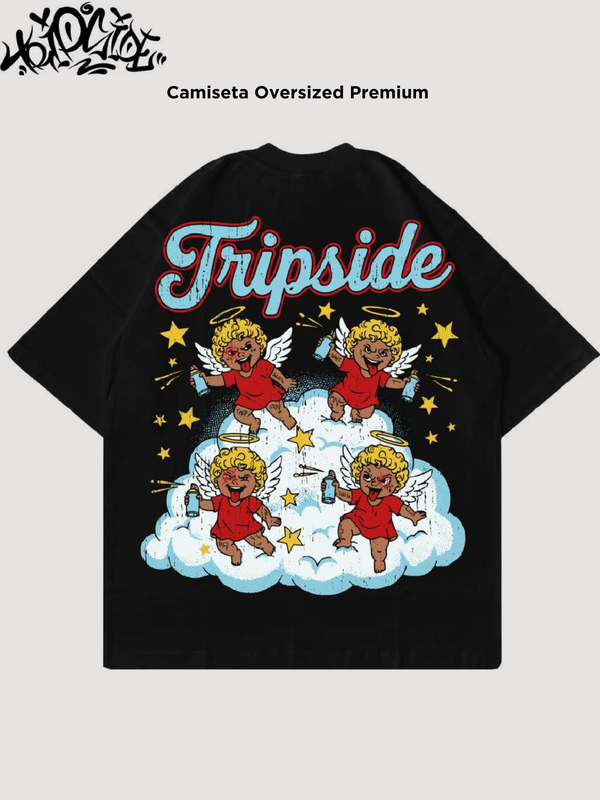 CAMISETA TRIP SIDE OVERSIZED - ANGEL - PRETA