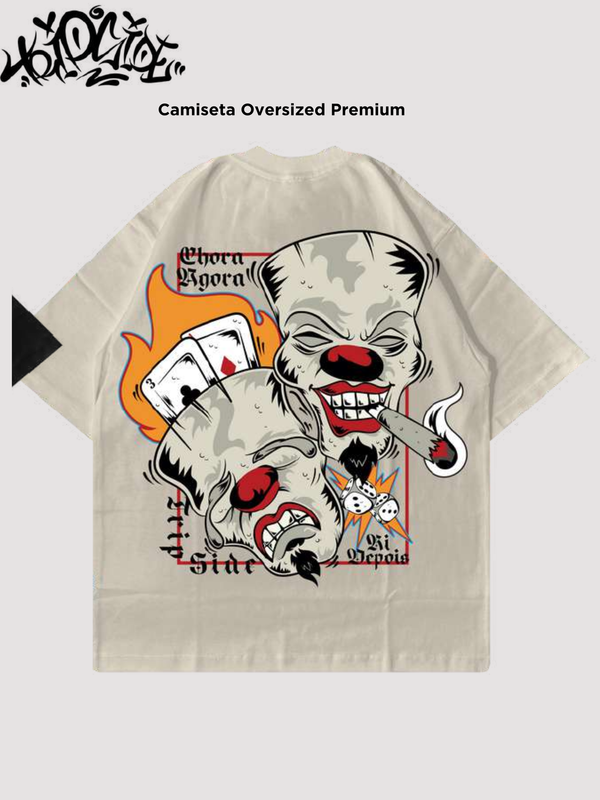 CAMISETA TRIP SIDE OVERSIZED - CHORA AGORA RI DEPOIS - BRANCA