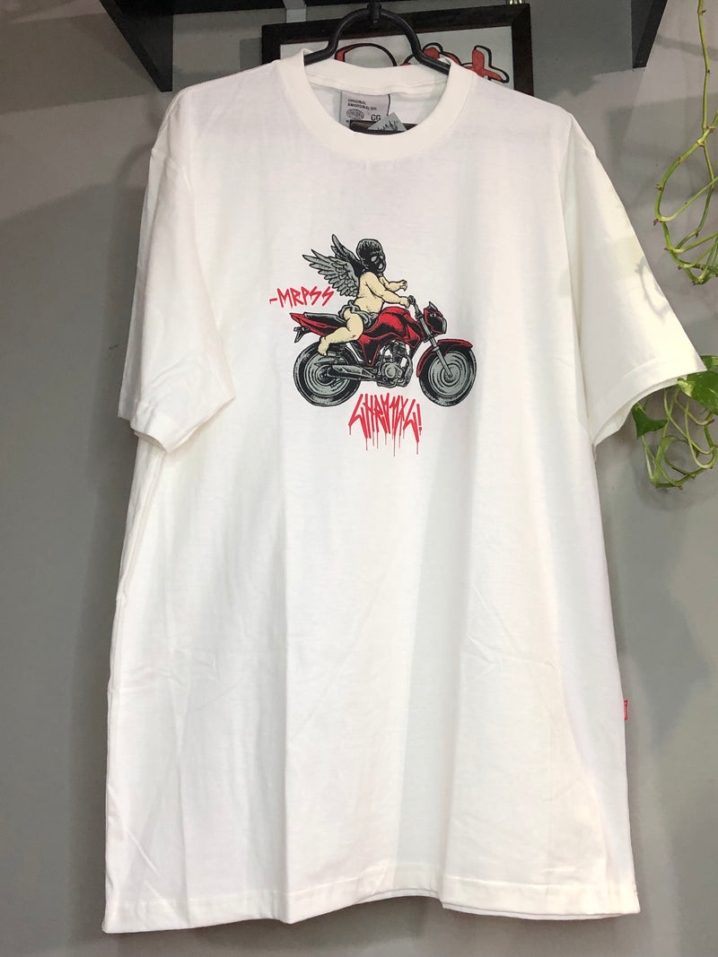 CAMISETA CHRONIC - ANJO MOTO - BRANCA