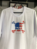 CAMISETA CUSTOM - SKULL EUA - BRANCA
