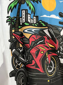 CAMISETA CHRONIC - FOGUETES NA PRAIA  - BRANCA