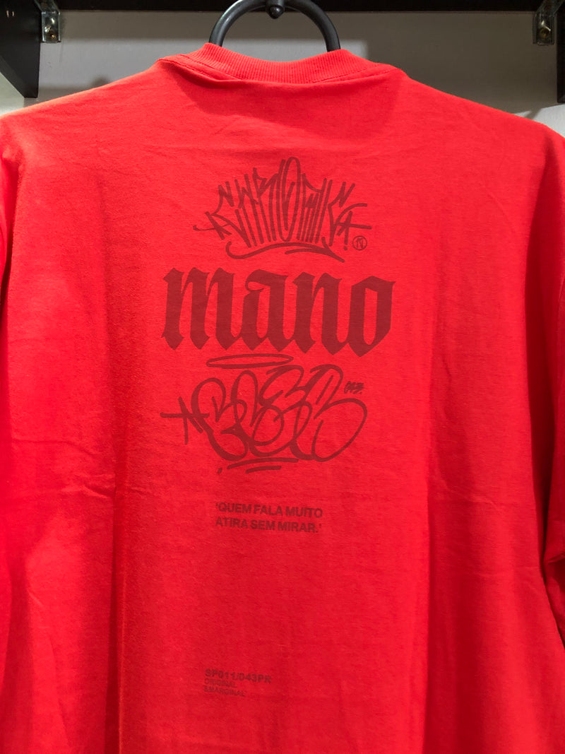 CAMISETA CHRONIC - QUEM FALA MUITO ATIRA SEM MIRA - VERMELHA