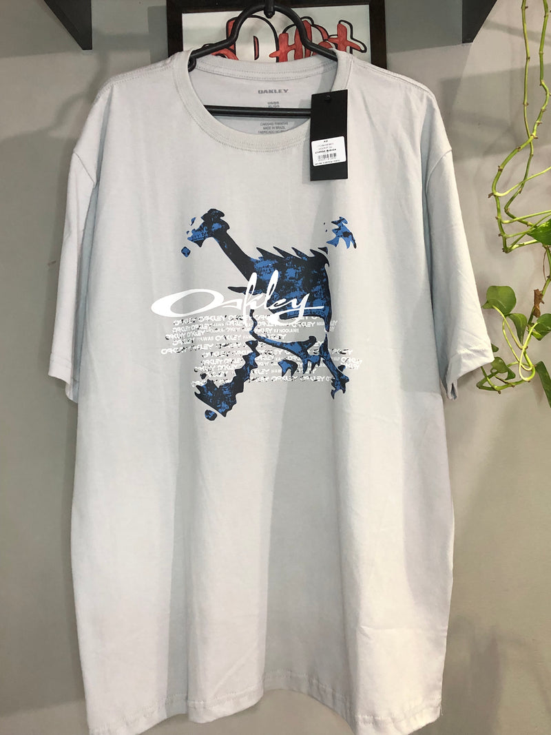 CAMISETA CUSTOM - SKULL LETREIRO - CINZA
