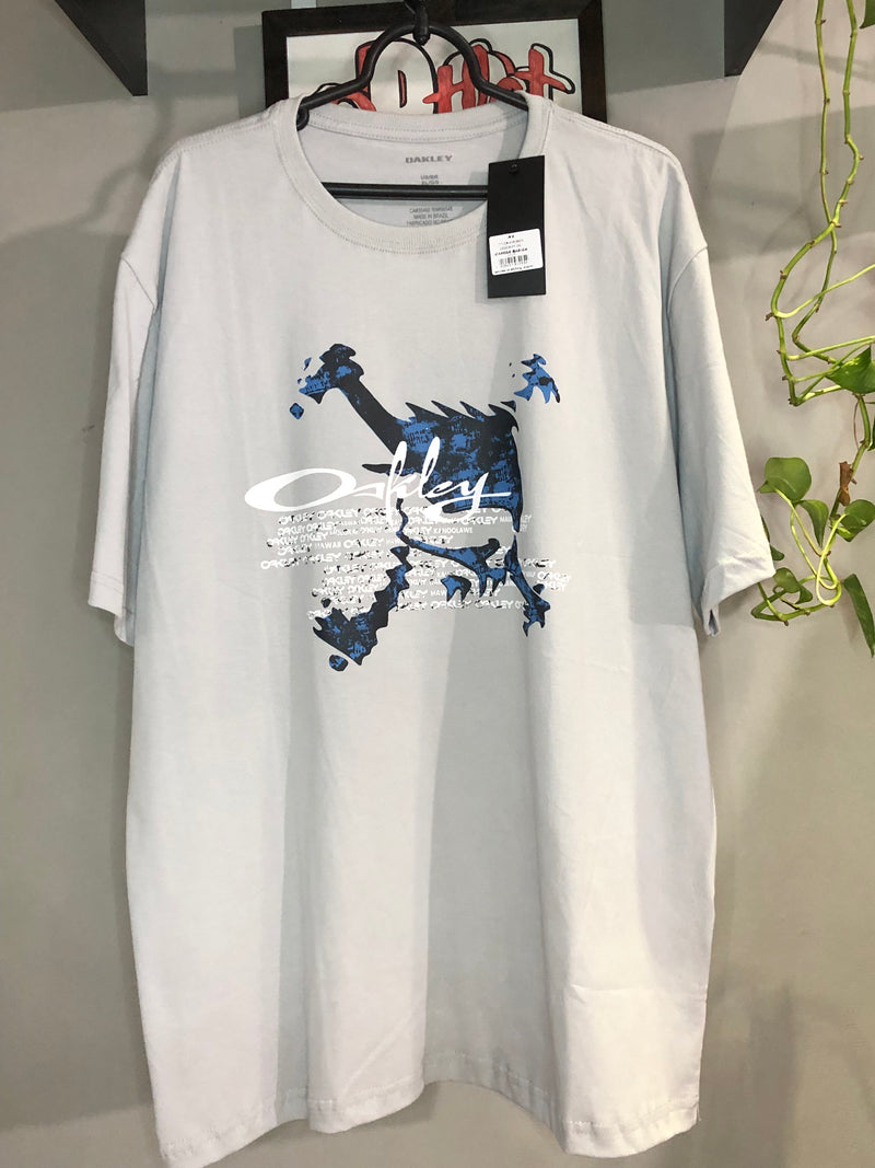 CAMISETA CUSTOM - SKULL LETREIRO - CINZA