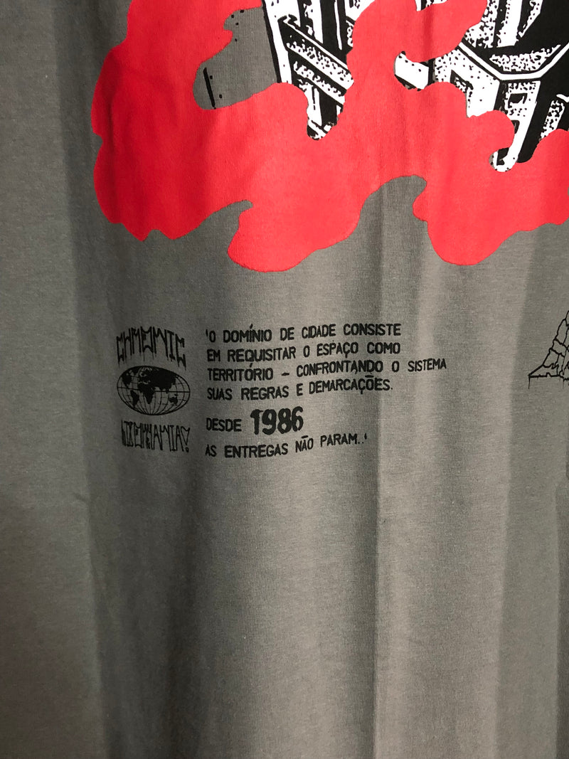 CAMISETA CHRONIC -PREDIO PEGANDO FOGO - CINZA - PLUS SIZE