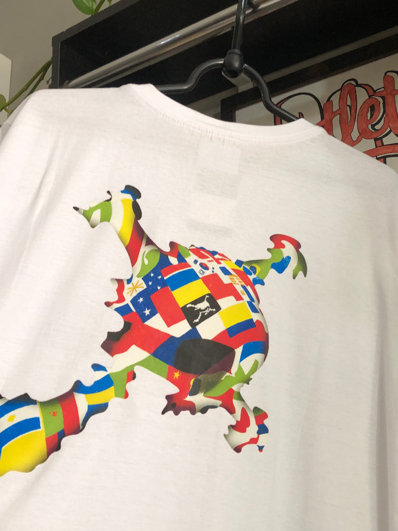 CAMISETA CUSTOM - SKULL PAISES - BRANCA