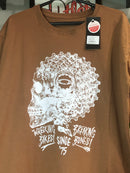 CAMISETA CUSTOM -CRANIO - MARROM